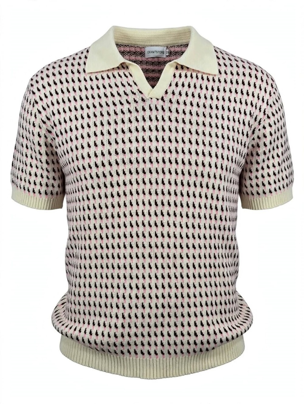 OXKNIT Store Knit Polo Sweater Shirt Men's 2XL Retro 70s 60s Purple Cream Golf